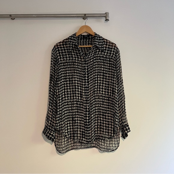 Theory Sheer Polka-Dot Weekender Button-down Shirt - Picture 2 of 9